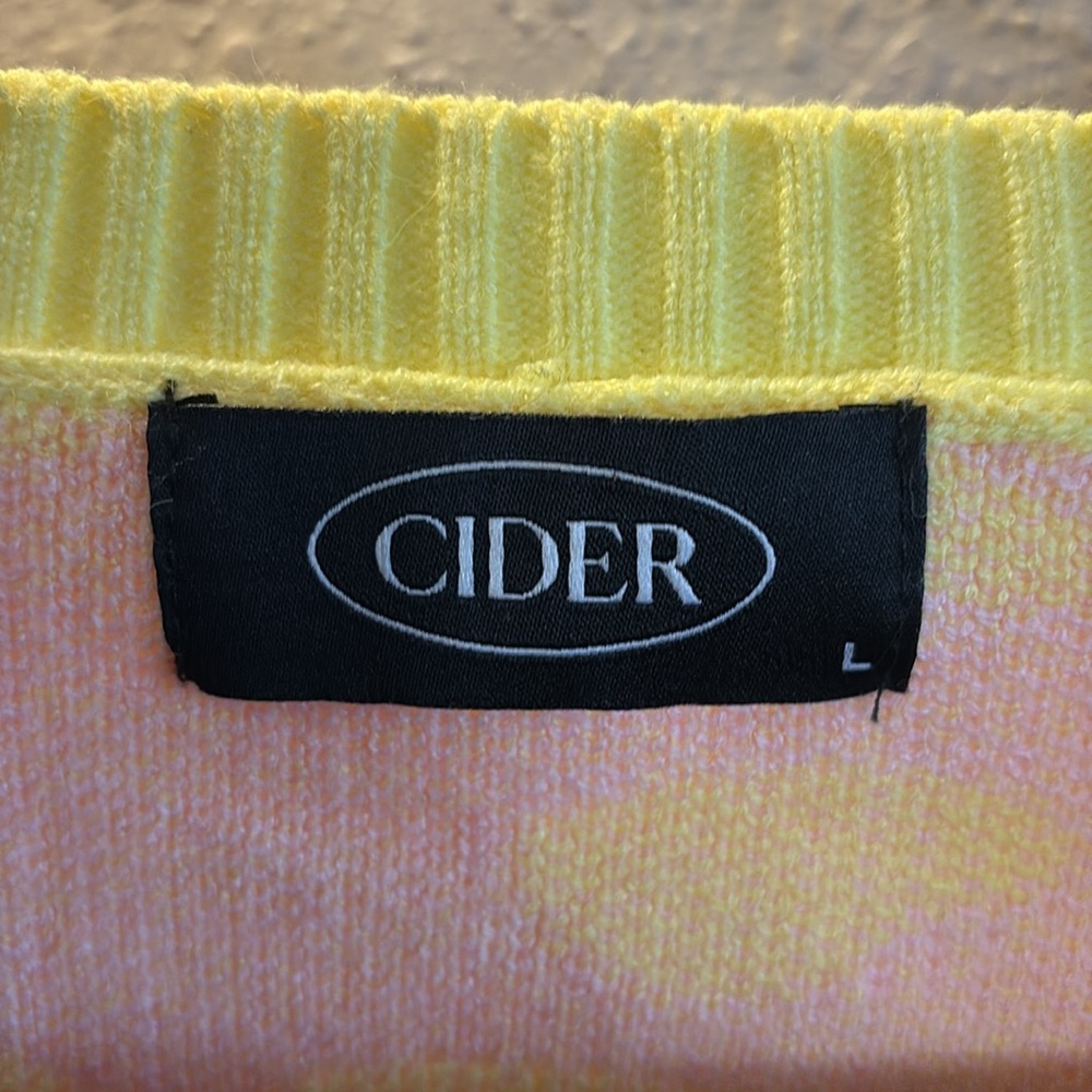 Cider Retro Lava Lamp Pastel Swirl Color Block Cardigan Sweater/ Size large - Picture 2 of 8